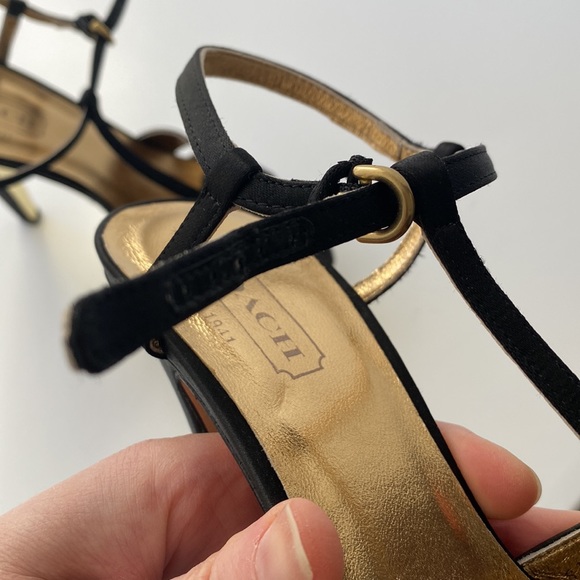 Coach Satin Bow Platform High Heel Strapy Sandals - Picture 8 of 9